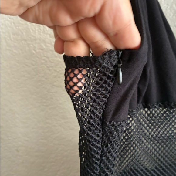 🆕ROMWE Black Contrast Mesh Lace Up Front Split Thigh Cami Dress L🆕 - Picture 7 of 14